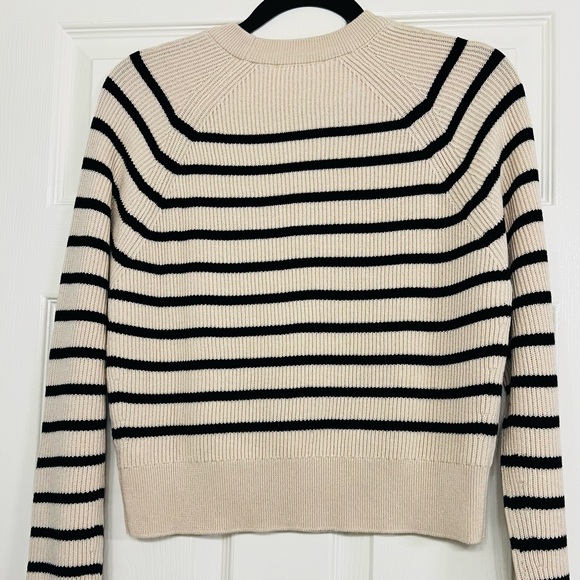 Sezane SAMI Navy and Ecru Stripe Sweater - Picture 5 of 9